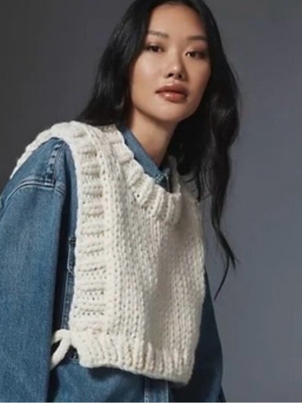 By ANTHROPOLOGIE Chunky Knit Ivory Sweater Vest - Women Sweaters